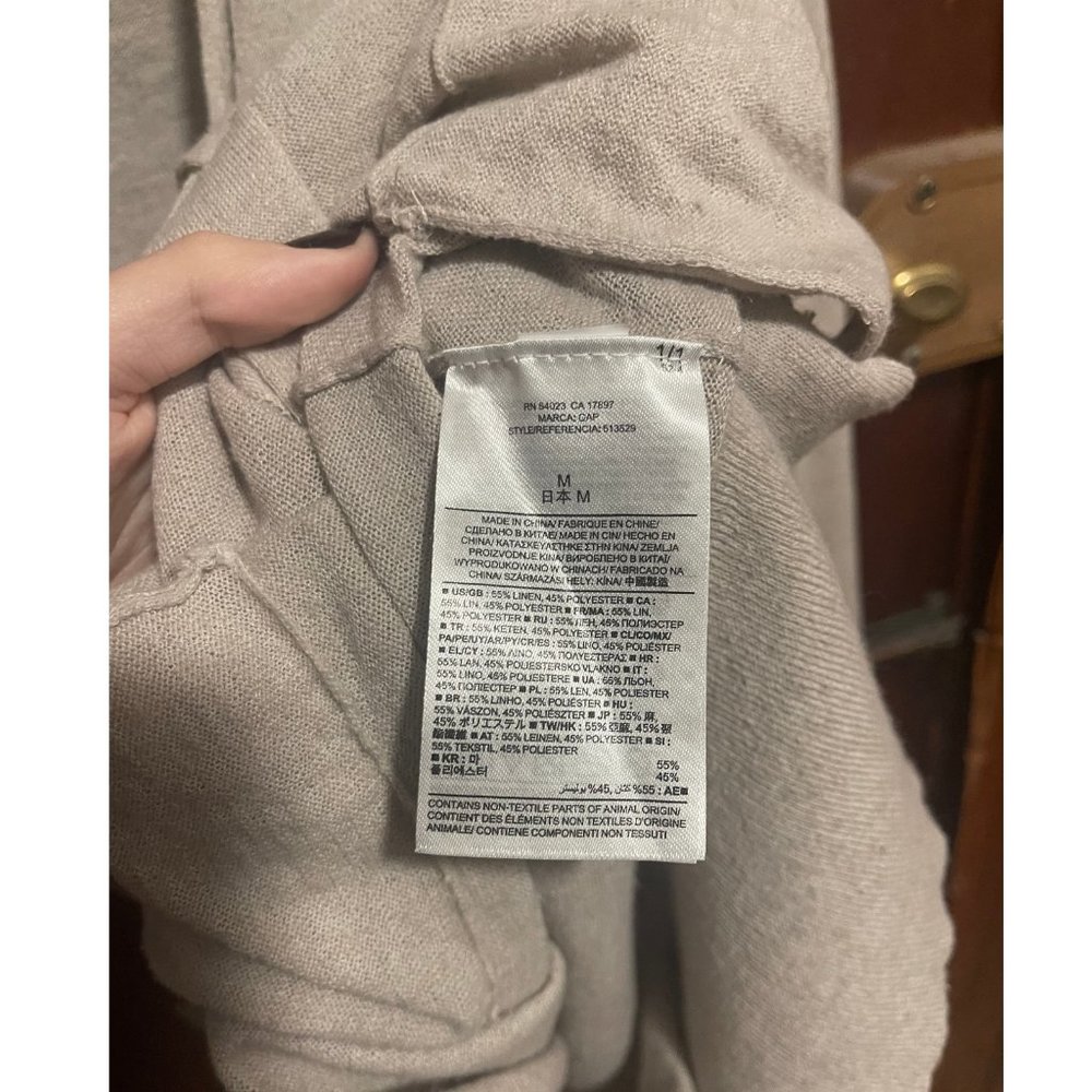 GAP Linen Blend V-Neck Long Cardigan in Clay - Picture 9 of 9